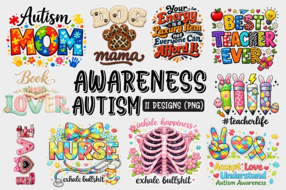 Autism Awareness PNG Bundle: Graphics & Illustrations