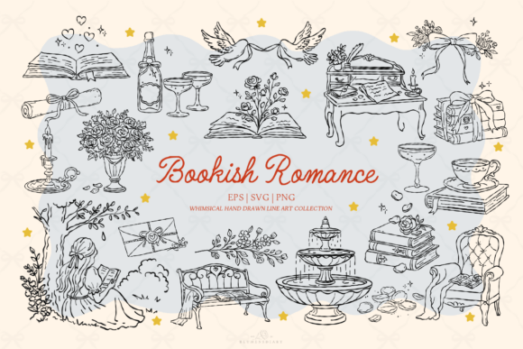Bookish Romance Graphics: Vintage Illustrations for Blogs