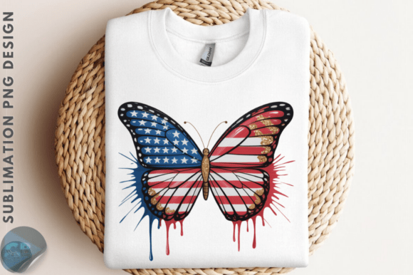 Brushstroke Patriotic Butterfly PNG: Graphics & Illustrations
