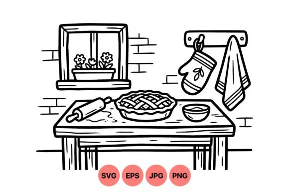 Cozy Kitchen Baking Clipart: Graphics for a Warm, Nostalgic Vibe