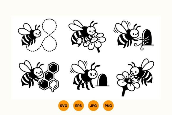 Cute Bee Clipart Collection: Graphics & Illustrations