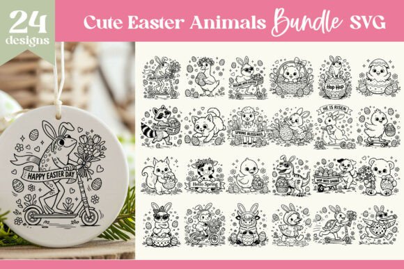 Cute Easter Animals SVG Bundle: Graphics & Illustrations
