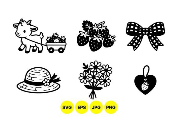 Cute Farm Strawberry Clipart Pack: Graphics & Illustrations for Local Branding