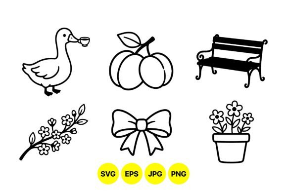 Cute Garden Line Art: Graphics & Illustrations