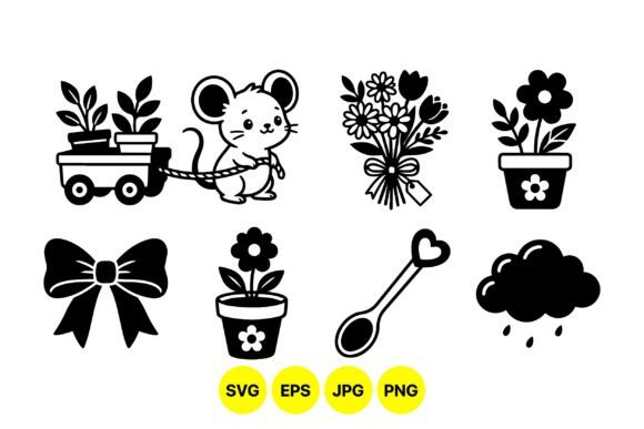 Cute Garden Mouse Clipart Pack: Graphics & Illustrations