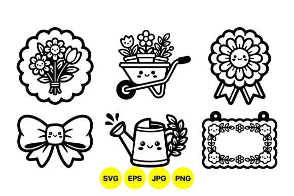 Cute Kawaii Gardening Elements Graphics