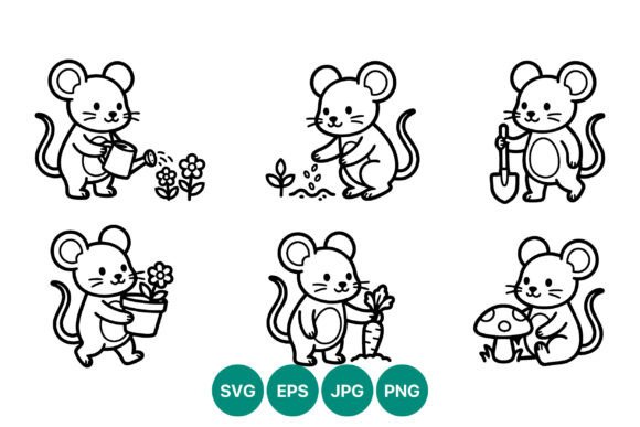 Cute Mouse Gardening Line Art: A Designer's Review