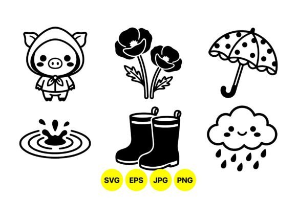 Cute Rainy Day SVG Designs: Graphics for Playful Illustrations