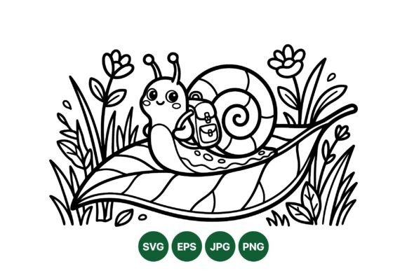 Cute Snail Leaf Clipart Design: Graphics for Creative Sellers