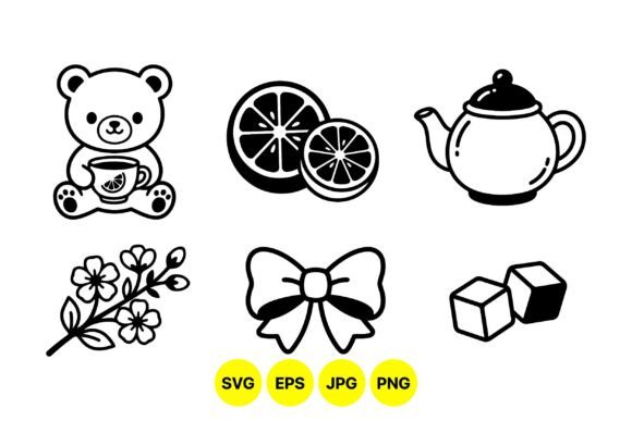 Cute Tea Time Clipart Set: Graphics with Playful Charm