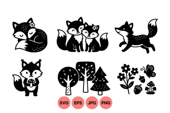 Cute Woodland Fox SVG Clipart