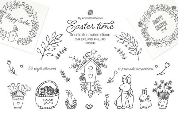 Easter Time Doodle Clipart: Graphics & Illustrations Review