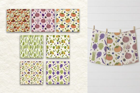 Farmers Market 7 Seamless Patterns: Graphics & Illustrations