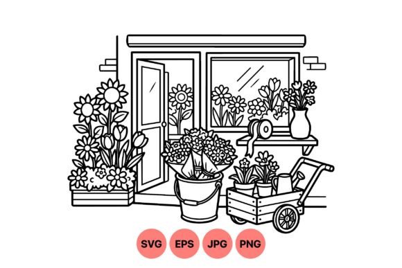 Flower Shop Line Art SVG Review