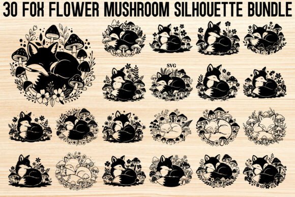 Fox Flower Mushroom Silhouette Bundle Review