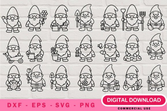 Garden Gnome SVG Bundle: Whimsical Graphics & Illustrations
