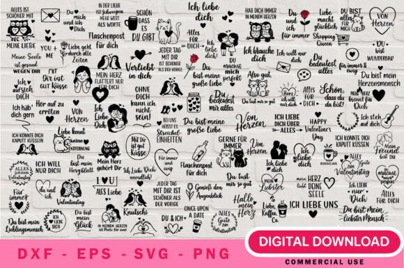 German Valentine's Day SVG Bundle: Graphics & Illustrations