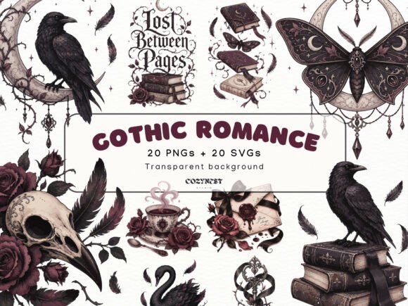 Gothic Romance Book Clipart: Graphics & Illustrations