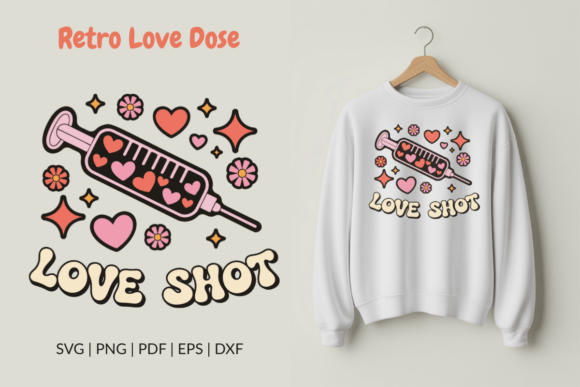 Groovy Love Shot Syringe Valentine Graphics & Illustrations