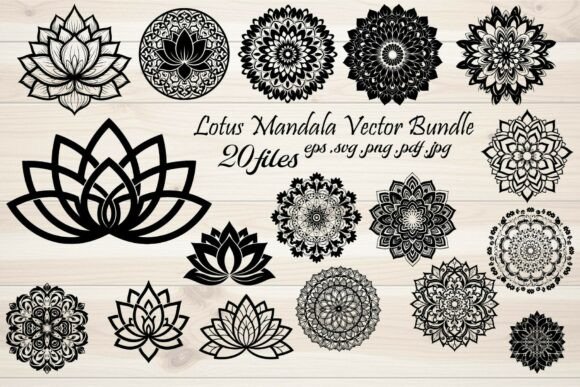 Lotus Mandala Vector Bundle: Premium Graphics & Illustrations