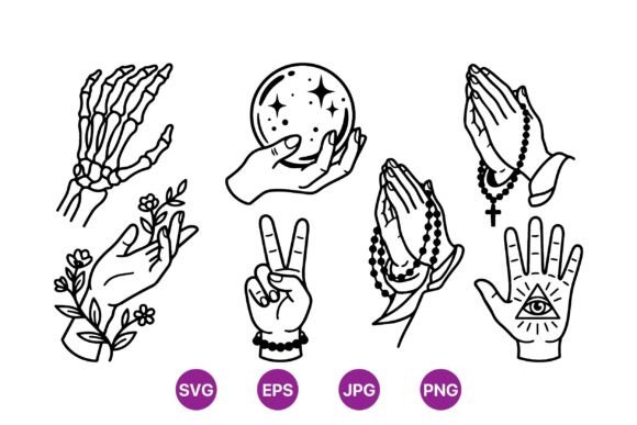 Mystic Hand Vector Clipart Set: Graphics & Illustrations