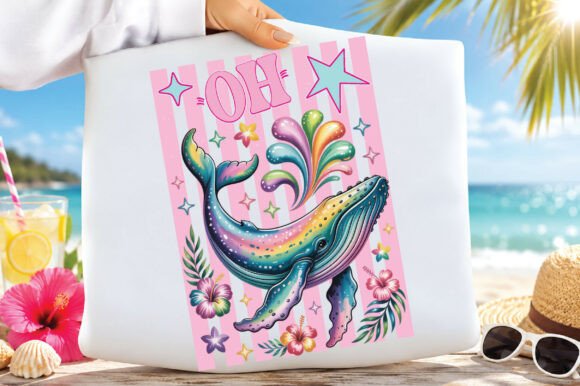 Oh Whale Pink Hawaii Ocean Animal PNG: Graphics & Illustrations