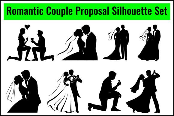 Romantic Proposal Silhouettes: Graphics & Illustrations