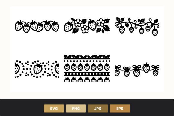 Strawberry Pattern Borders: Graphics & Illustrations