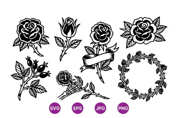 Vintage Rose Vector Clipart Pack: Graphics & Illustrations
