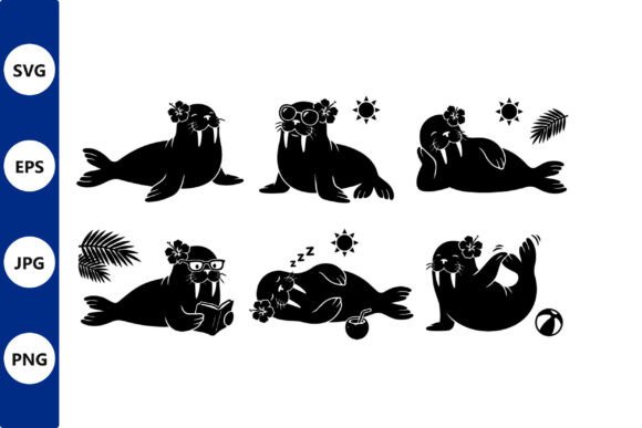 Walrus Tropical Vector: Playful Graphics & Illustrations