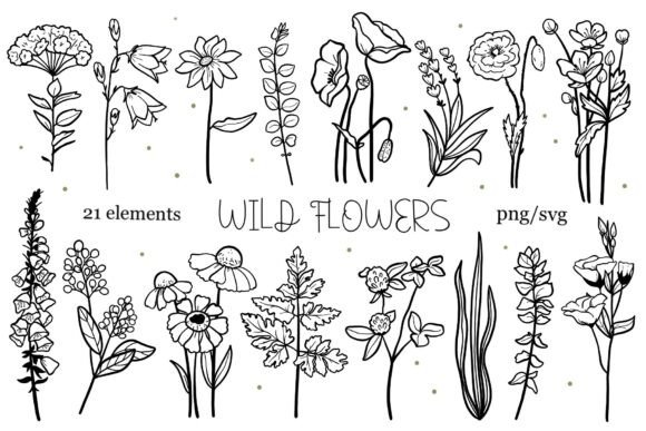 Wildflower SVG PNG Bundle: Graphics for Creative Selling